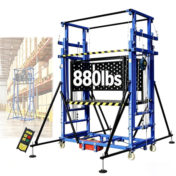 6.56-39.3ft Electric Scaffolding Lift, Motorized Scaffold Platform with Remote Control, CE Certified for Warehouse Maintenance & Construction
