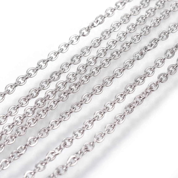 6.56 Feet(2m) 304 Stainless Steel Cable Chains Flat Oval DIY Craft Chain Stainless Steel Color Chain Resistant Chain DIY