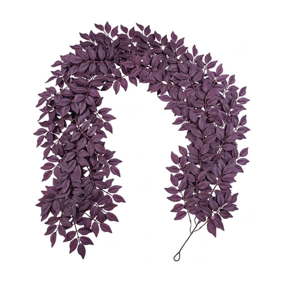 6.56 Ft Artificial Burgundy Purple Plastic Willow Vine Garland,Flexible Realistic Fake Ivy Hanging Greenery Swag, Indoor Outdoor Fireplace Mantle Arch Decor for Thanksgiving Christmas Fall Home Decor