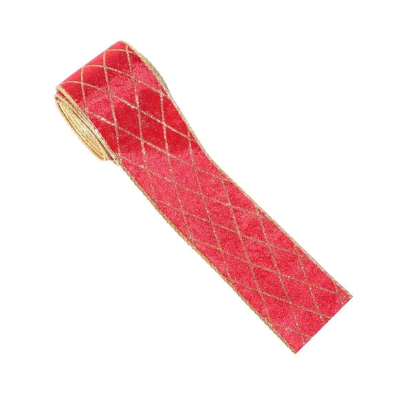 6.56 ft Christmas Plush Velvet Ribbon, 2.48 in Wired Glitter Diamond ...