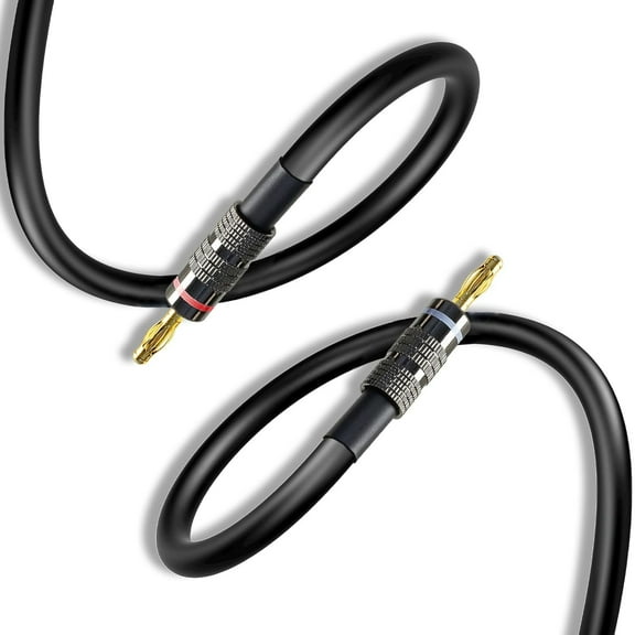 Meamaz 6.56FT (1 pack) Male to Male Banana Plug Speaker Cable, OFC 12 Gauge Wire Use for Speaker, Power Amplifier, Home Theater, Live House Music