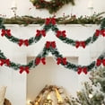 thumbnail image 1 of 6.56Ft Christmas Bow Tinsel Garland, Metallic Glittering Hanging Twist Garland with 12 Bows, for Xmas Party Tree Stair Mantel Table Decoration Supplies, 1 of 6