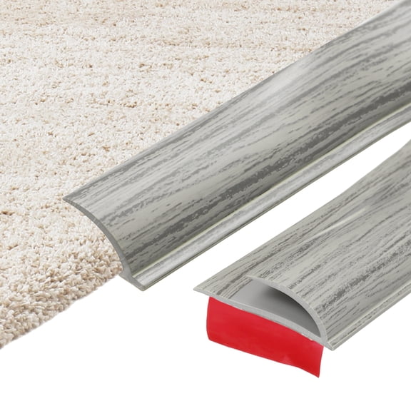 6.56Ft x 1.18" x 0.2" Carpet to Tile Transition Strip, Self-Adhesive Carpet Edge Strip, Plastic Gap Cover, Laminate Edge Trim for Uneven Surfaces, Gray Wood Grain
