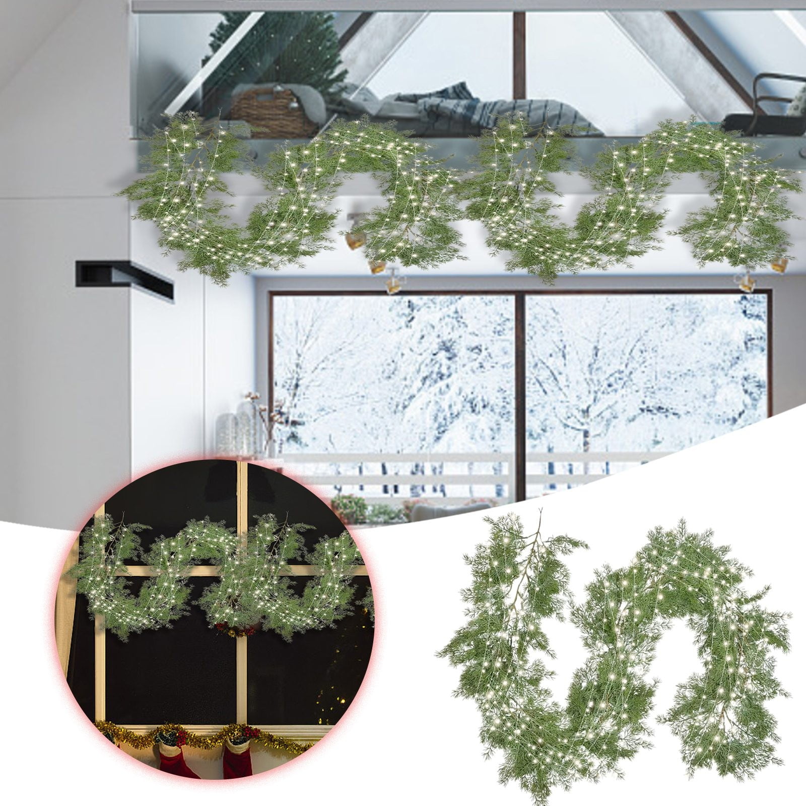 6.56ft Faux Cedar Pine Garland Artificial Realistic Soft and Full ...