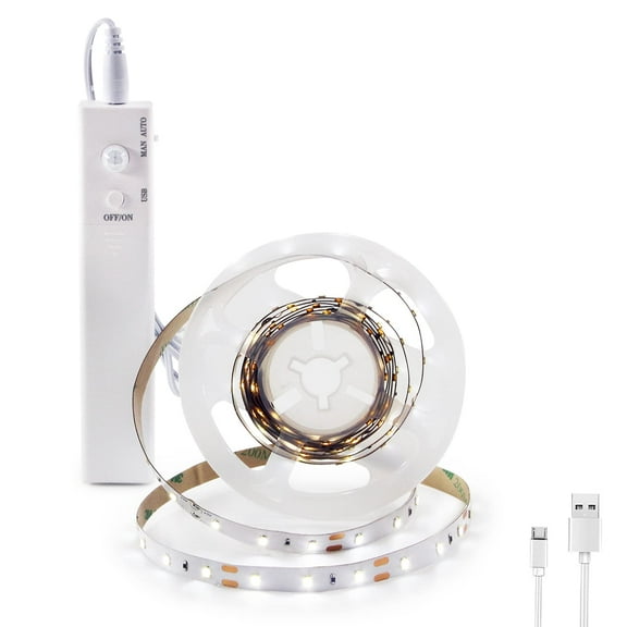 6.56ft Led Strip Light, Motion Sensor LED Tape Light with Battery Operated for Closet Wardrobe Stair Under Counter Cabinet Bedroom (6500K Cool White)