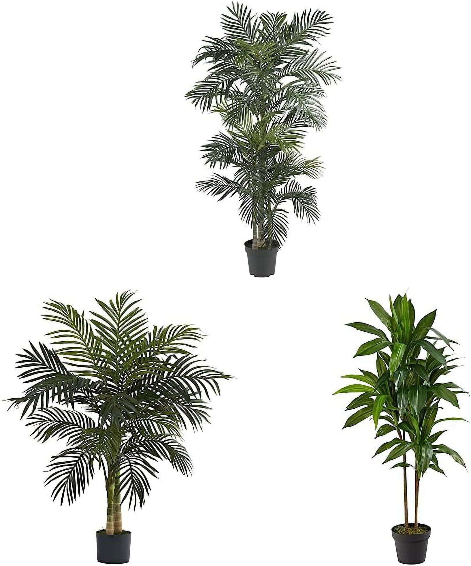 6.5FT Artificial Golden Cane Palm Tree, Fake Palm Tree with Three