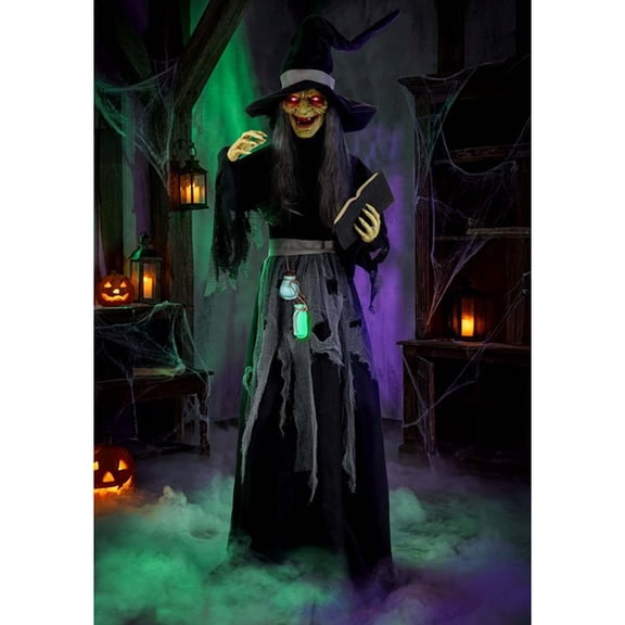 6.5FT Animatronic Auntie Althea the Storybook Witch Decoration - Scream Savers | Witch Decorations