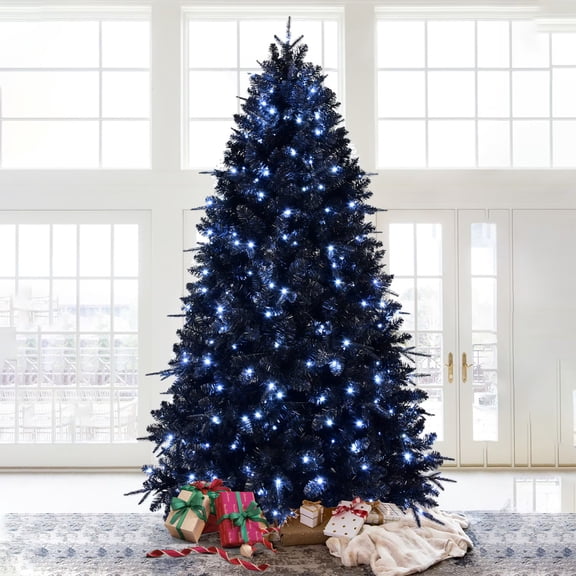 6/5FT Black Christmas Tree Christmas Tree With Light Artificial Xmas Tree For Holiday Decor Festive Centerpiece For Home Outdoor Dark Style Christmas Tree
