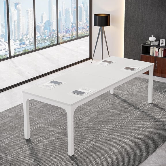 6.5FT Conference Table, 78.7-Inch Rectangle Meeting Seminar Table, Large Business Tables for 6-8 People (Only Table),White