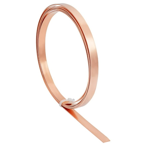 6.5FT Copper Sheet Roll 0.4" Width 18 Ga Unplated Pure Copper Strip Copper Flashing Metal Foil Plate for DIY Projects Raw(Unplated)