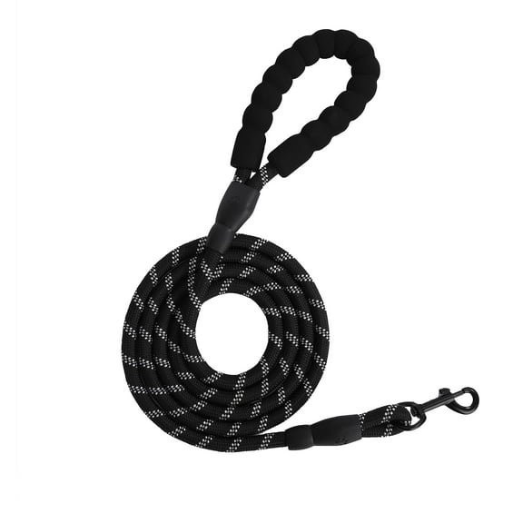 6.5FT Heavy Duty Dog Leash With Comfortable Padded Handle - Reflective Rope for Night Walking - Pet Puppy Leash for Small Medium Large Breed Dogs - 1/2 Inch Black