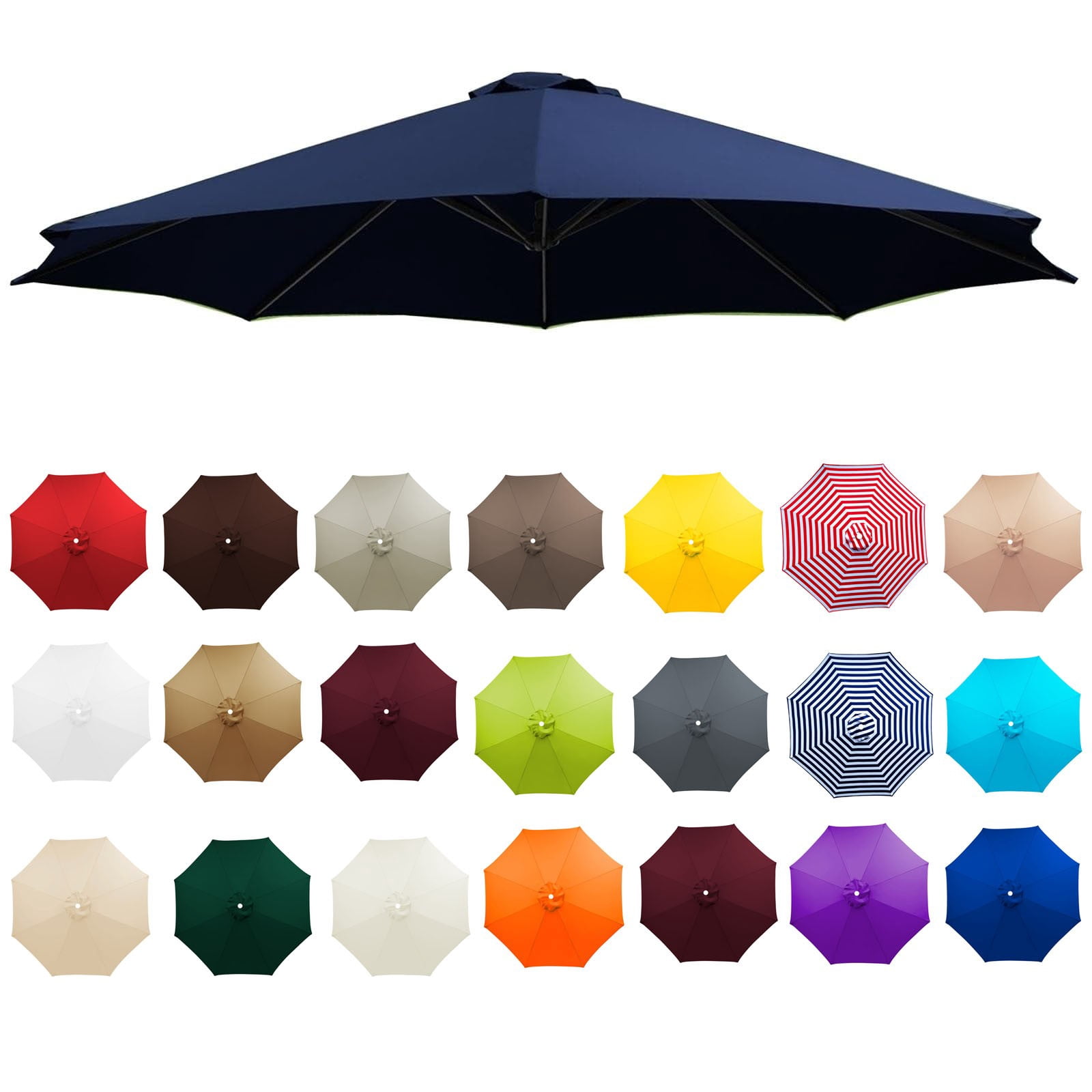 6.5FT Patio Umbrella Replacement Canopy for 6 Ribs, Market Yard Table ...