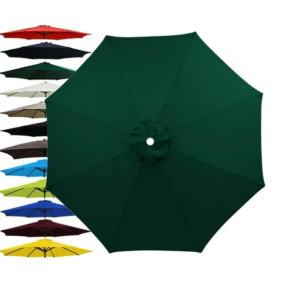6.5FT Patio Umbrella Replacement Canopy for 8 Ribs, Market Yard Table Umbrella Replacement Top Cover, Round Replacement Parasol Canopy Cover, UV Protective Cloth For Garden Umbrella - Dark Green