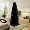 thumbnail image 1 of 7.5FT Artificial Halloween Christmas Tree with 840 Branch Tips and Foldable Metal Stand, Black, B6064, 1 of 8