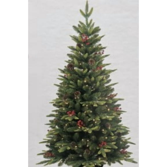 6.5FT Pre-lit Christmas Tree with Lights, PE & PVC Hinged Xmas Tree with Metal Stand, Easy Assembly, Holiday Decoration for Home, Office, Porch