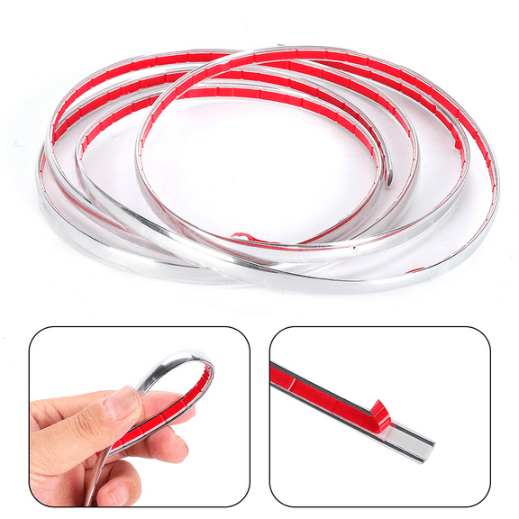 6.5Ft Automotive Chrome Trim Molding,Decorative Scratch-Proof Decorative Protect Sticker,5/16" Wide Car Body Chrome Trim Strip for Motor Truck RV Door Window Bumper (Silver)