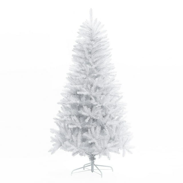 6.5Ft PreLit Artificial White Full Christmas Tree