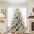 thumbnail image 1 of 6.5Ft Pre-Lit Mixed Snowy Branches Artificial Christmas Tree with Metal Stand, 1 of 8
