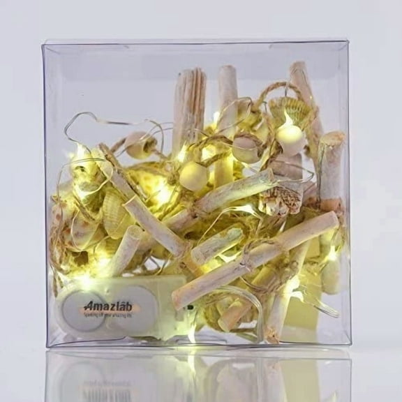 6.5Ft Real Seashell & Driftwood Led String Lights Rustic Nautical Beach Decor