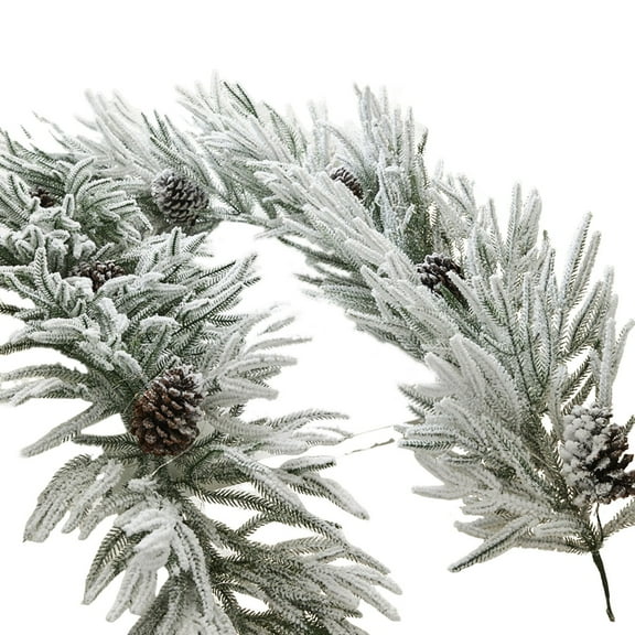6.5Ft Snow Flocked Pine Garland - Realistic Norfolk Cedar Artificial Greenery for Fireplace Mantle, Table, Winter Xmas Decor, and Anthropology Fall Decor