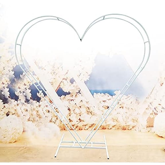 6.5Ft x 6.8Ft Metal Wedding Arch, Heart-Shaped Arch Backdrop Frame Backdrop Garden Wedding Props Decoration, Photo Booth, Ceremony Backdrop Stand$$Garden &