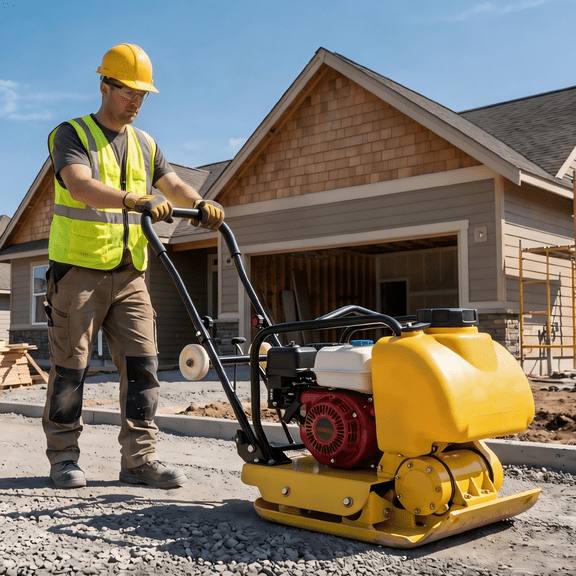 6.5HP Plate Compactor,4000 lbs Vibratory Tamper 5600 VPM with 25x18 Inch Plate for Asphalt Patio Walkways Landscaping