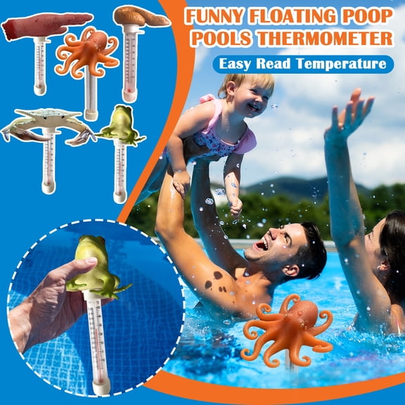 6.5IN Sea Funny Floating Pool Thermometer for Swimming Pool, Spa, and Hot Tub, Easy Read Water Temperature Gauge with Whimsical Design, Gift for Summer Water Fun,D