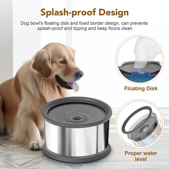 6.5L Dog Water Bowl 1.6 Gallon Super Large Capacity No Spill Dog Water Bowl,Stainless Steel Spill Proof Water Feeder(D)