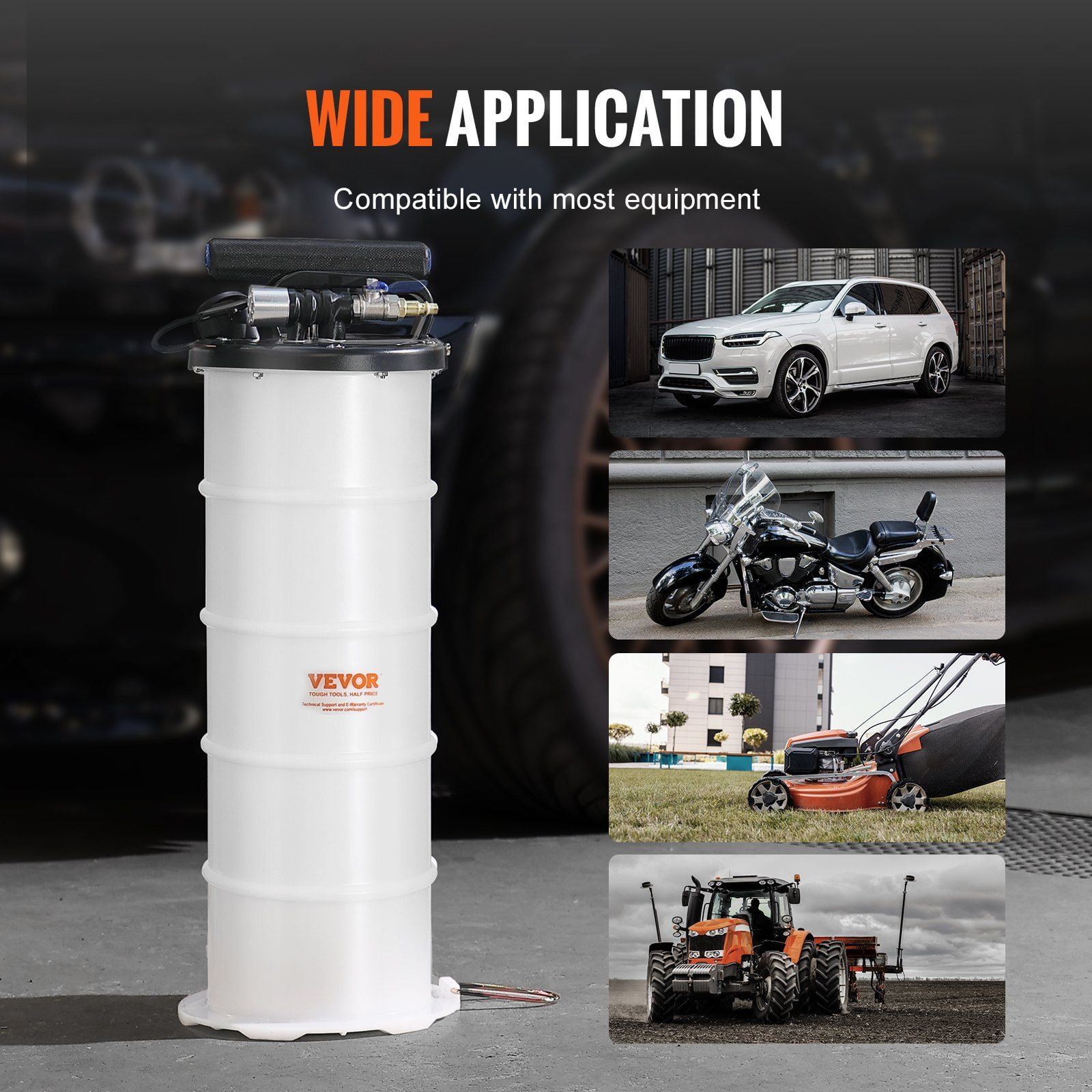 6.5L Oil Extractor Pump - Manual/Pneumatic Fluid Evacuation Tool with Suction Hose for Automotive, Marine, Motorcycle Oil Change