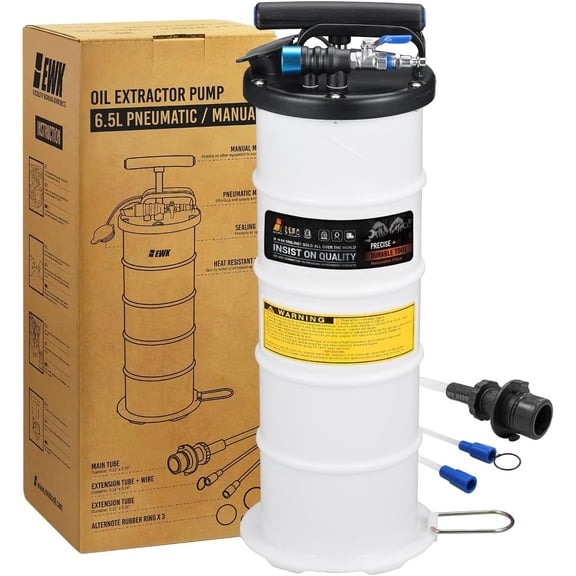 6.5L Pneumatic/Manual Oil Extractor, Oil Change Pump for Automotive Fluids Vacuum Evacuation, Fluid Extractor Pump Tool for DIY Mechanics