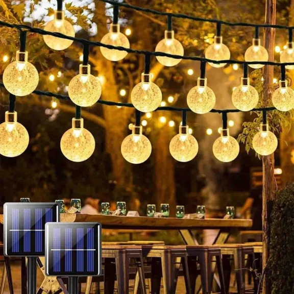 6.5M Outdoor String Lights 30 Led Solar Bulb Patio Party Yard Garden Wedding