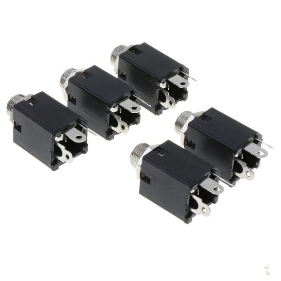 6.5MM Female Plating Stereo Panel Mount Solder Connector Terminals With Nuts-6.5MM Headphone Audio , Pack of 5