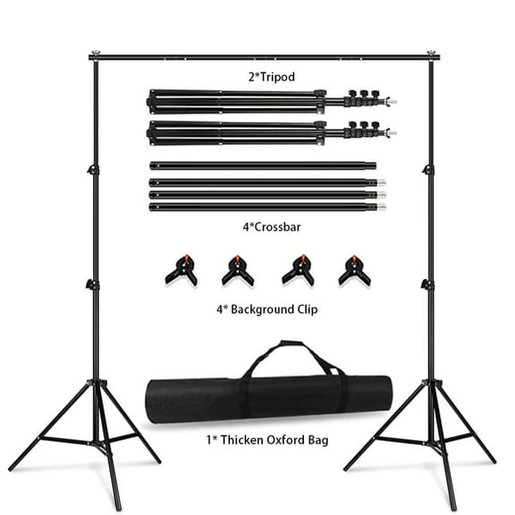 6.5x6.5ft Adjustable Rectangular Photo Backdrop Stand Black Metal Frame