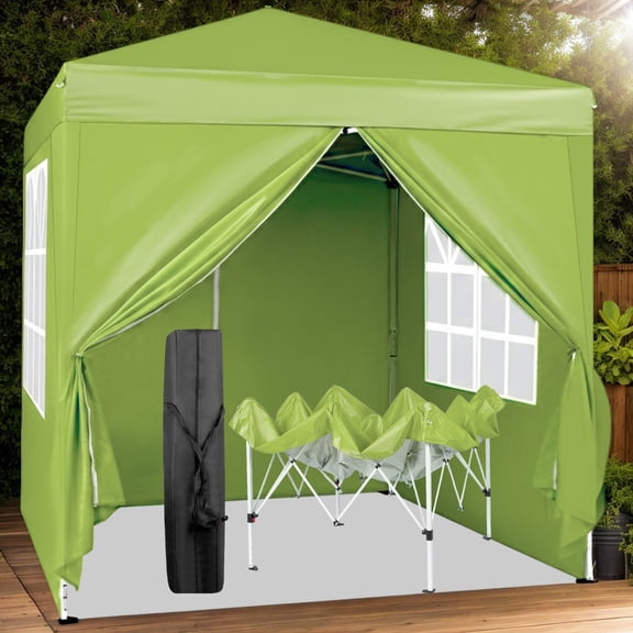 6.5X6.5FT Two Doors & Two Windows Practical Waterproof Right-Angle Folding Tent Greenish-Gray