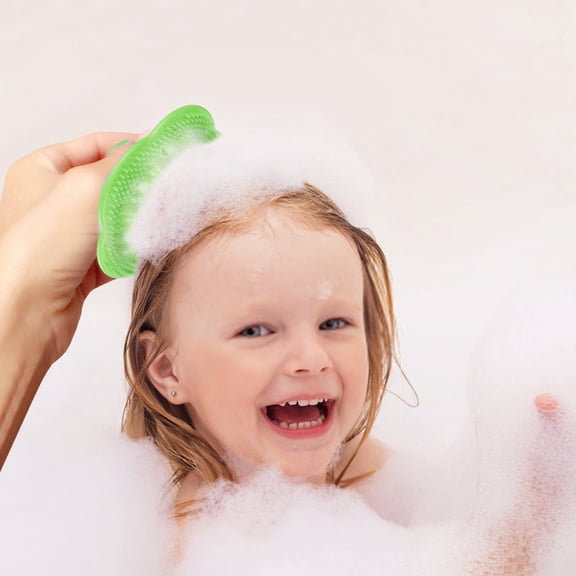 6.5cm Flower-Shaped Silicone Baby Bath Brush - Soft Cradle Cap Brush, Exfoliating Face Scrubber & Makeup Remover for Newborns, Toddlers & Women (Assorted Colors)