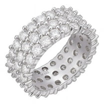 6.5ct D color Moissanite Three Row Iced Out Eternity Band Ring for Women Hip Hop 14k Gold Plated Solid 925 Silver Ring By Classy Jewels