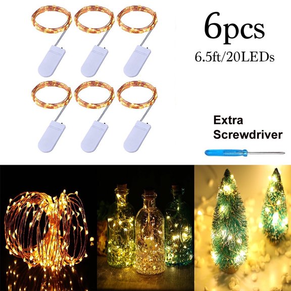 6.5ft(2m) LED Starry String Lights 20 Micro Starry Copper Wire,Works for DIY Wedding Centerpiece or Home Decor.