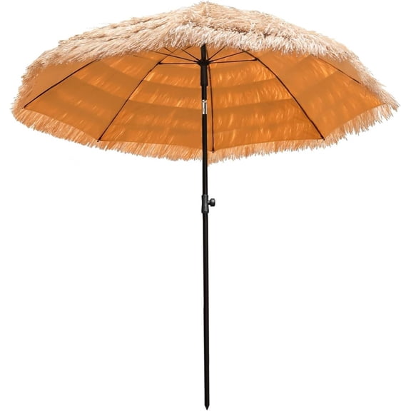 6.5ft/8ft Tiki Umbrella Outdoor Patio With Tilt - Hawaiian Tropical Palapa Beach, UPF 50+ Thatch Hut for Patios Backyard Pool