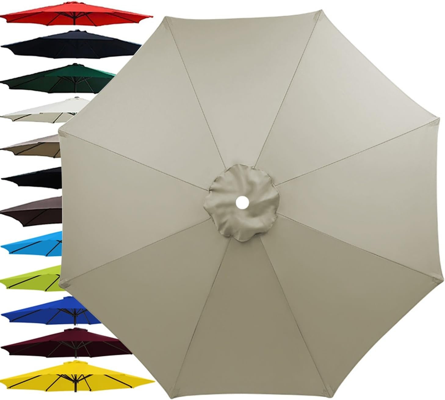 6.5ft 9ft 10ft Outdoor Patio Umbrella Replacement Canopy, 6 Ribs 8 Ribs