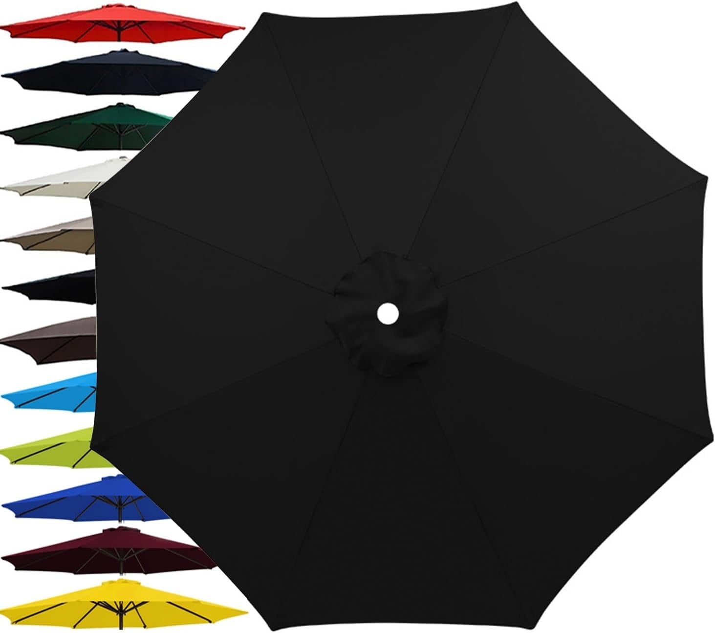 6.5ft 9ft 10ft Outdoor Patio Umbrella Replacement Canopy, 6 Ribs 8 Ribs