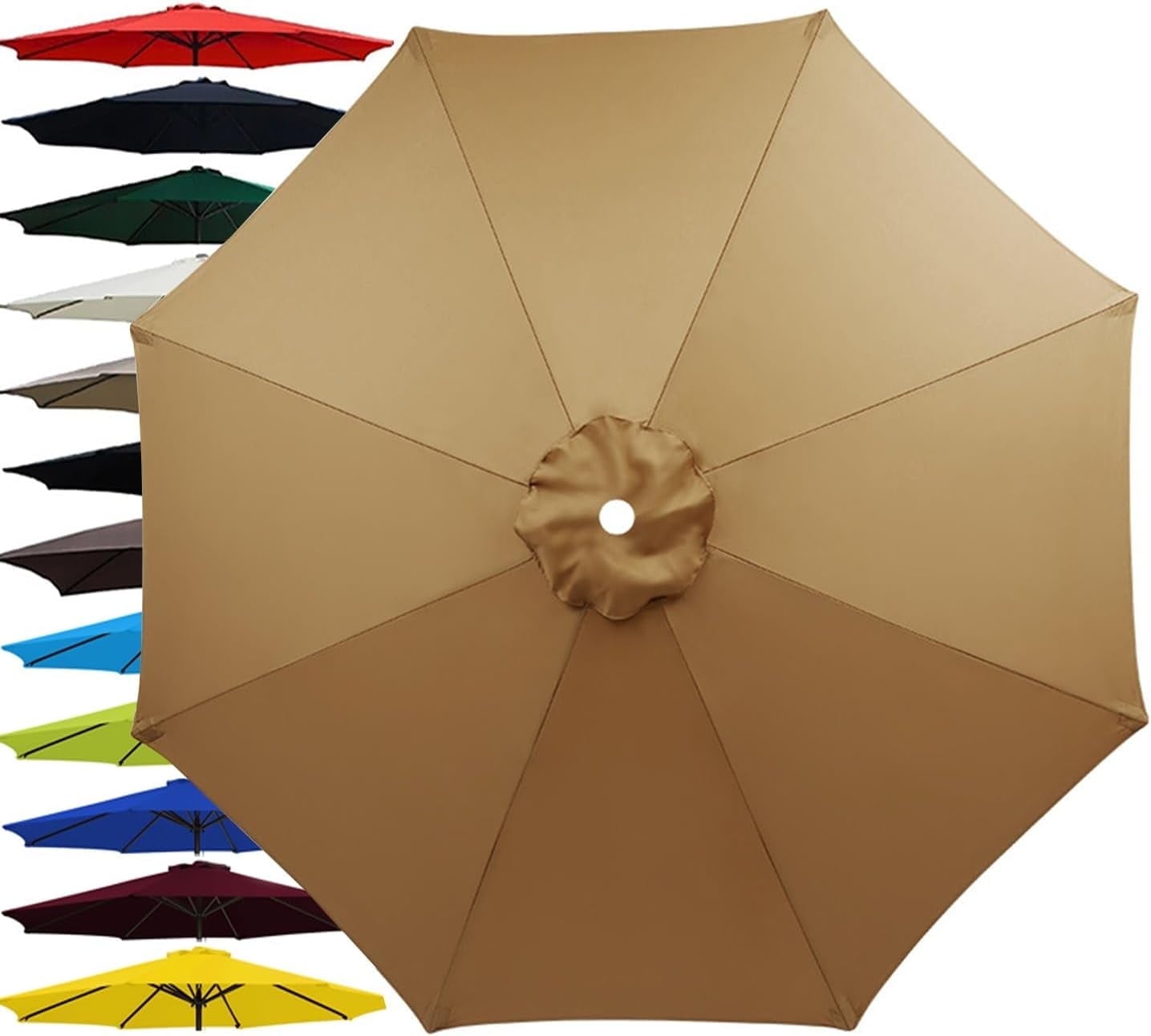 6.5ft 9ft 10ft Outdoor Patio Umbrella Replacement Canopy, 6 Ribs 8 Ribs ...