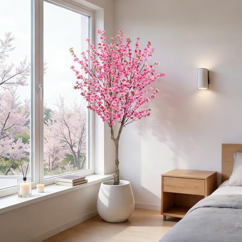 6.5ft Artificial Cherry Blossom Tree with 32 Branches, Pink Silk Flowers for Home, Wedding, Party, Office Decor$$Home Decor, Kitchen, & Other