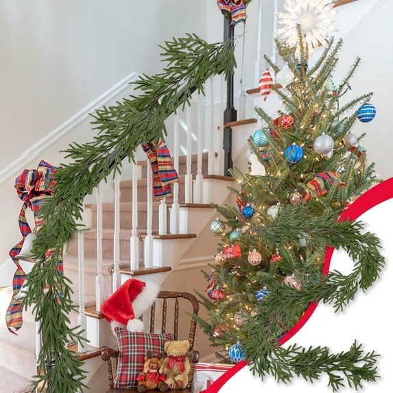 6.5ft Artificial Christmas Garland – Flexible Pine Needle Vine with Soft Rubber Texture for Holiday & Wedding Decor