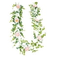 thumbnail image 1 of 6.5ft Artificial Eucalyptus Garland with Champagne Roses Flower Greenery Vine for Wedding Arch Table Runner Wall Backdrop Home Party Room Decorations Centerpiece Event Decoration, 1 of 7