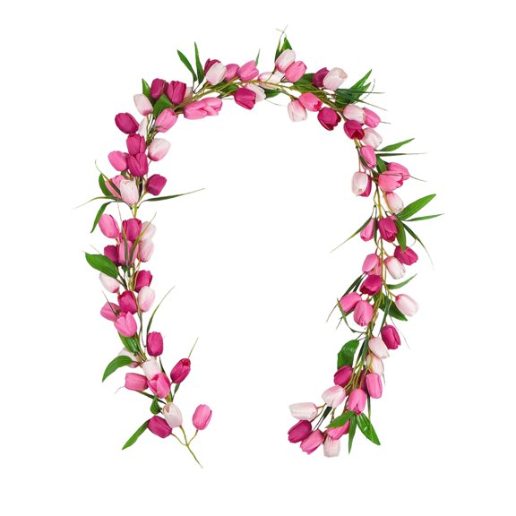 6.5ft Artificial Flower Vine Garland for Easter Spring Balcony Decoration, Soft Rubber Fake Floral Greenery for Pipe Covering Wall Decor