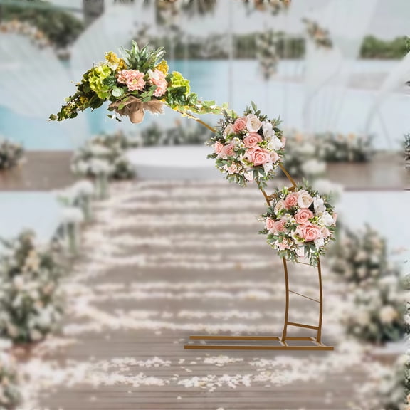 6.5ft Balloon Arch Stand Crescent Moon Wedding Arch, Metal Curved Design Photography Backdrop Stand Flower Balloon Frame Arch Backdrop Balloon Stand Half Moon Arch Plant Climbing Stand