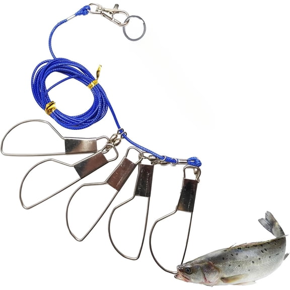 6.5ft Fish Stringer,Live Fish LockComes with 5 Stainless Steel Rotating Snap Locks Fishing Stringer and Ground Anchor