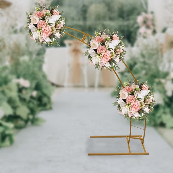 6.5ft Gold Wedding Arch Crescent Moon Floral Stand Wedding Backdrop Balloon Arch Plant Climbing Backdrop Rack