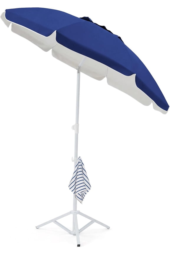 6.5ft Portable Sun Shade Umbrella with Stand, Lightweight Free Standing Sport Umbrella for Outdoor Use, Royal Blue