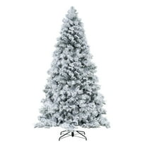 6.5ft Snow Flocked Christmas Tree with Lights, Christmas Tree Prelit with 626 Branch Tips, 400 Warm Lights and Metal Stand by Homestock